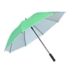 China wholesale 27"*8K 190t polyester cloth wite siver coating automatic the rod auto opening green straight umbrella