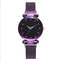 

Morden women wrist watches with magnet watch stainless steel mesh strap and starry sky dial watches for men and women