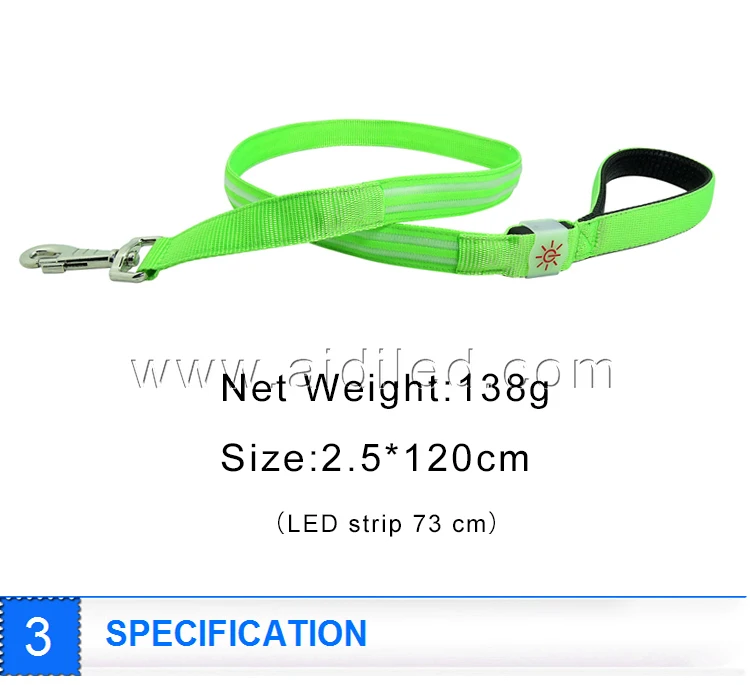 Nylon Dual line USB Rechargeable LED Light-up Dog Lead Leash