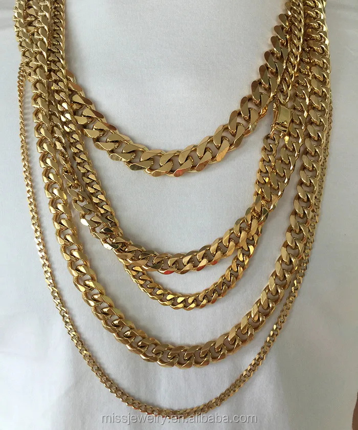 

Missjewelry Urban Jewelry Necklace Men Neck Miami Cuban Link Chain, Gold;rose gold;white gold