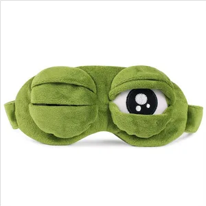 Personalized sad frog sleeping eye mask for kids and adult short plush eye cover with embroidery decoration for daily and travel