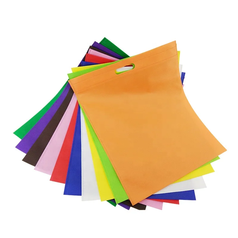 

ecological reusable shopping bags eco friendly D cut non woven bag wholesale, 11 colors