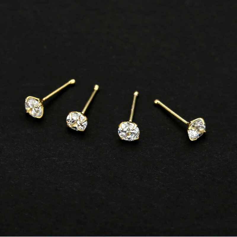 

Handmade 925 Sterling Silver cubic zircon gold nose pin