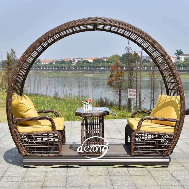 Outdoor Garden Swing /pe Rattan Four Seat Swing Chair/garden Home