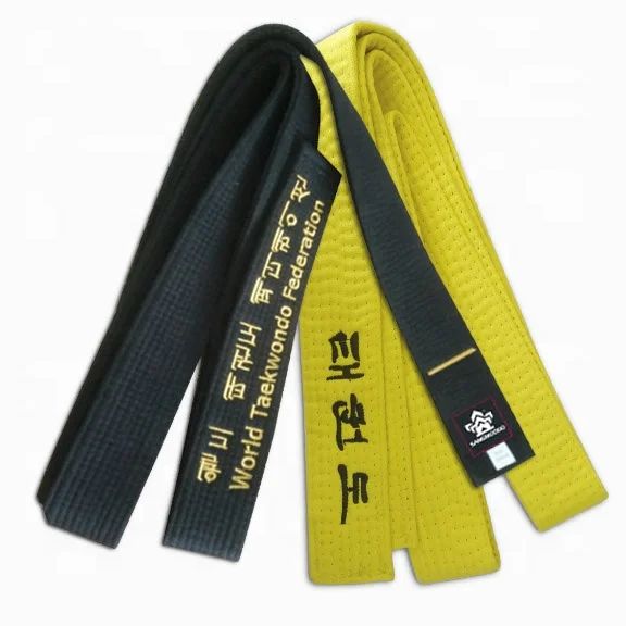 

Custom wholesale oem martial arts embroidered belt taekwondo karate bjj belts, Blue ,yellow ,red ,any color