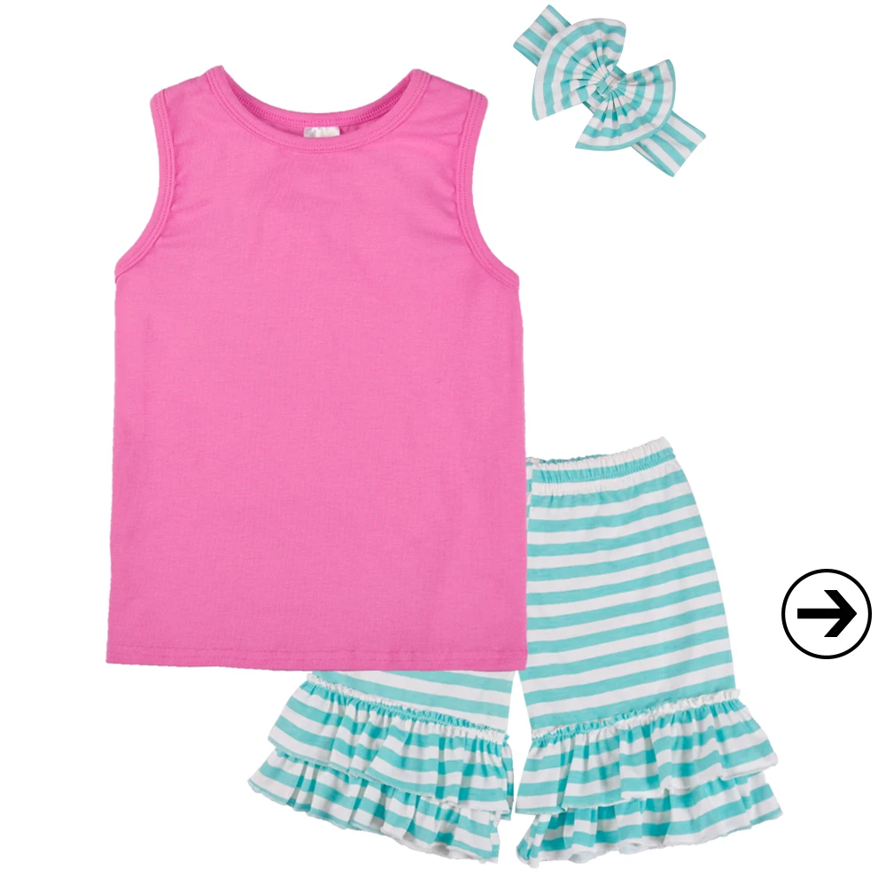 

Conice Baby Girls Boutique Outfit Beautiful Pink Shirt and Blue Pants Wholesale Summer Girls Clothing Set, Picture