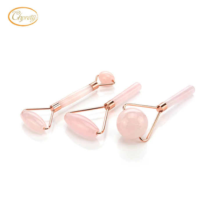 2018 New Arrival Pink Natural Rose Quartz Facial Jade Roller Crystal Guasha Stone Massage Tool
