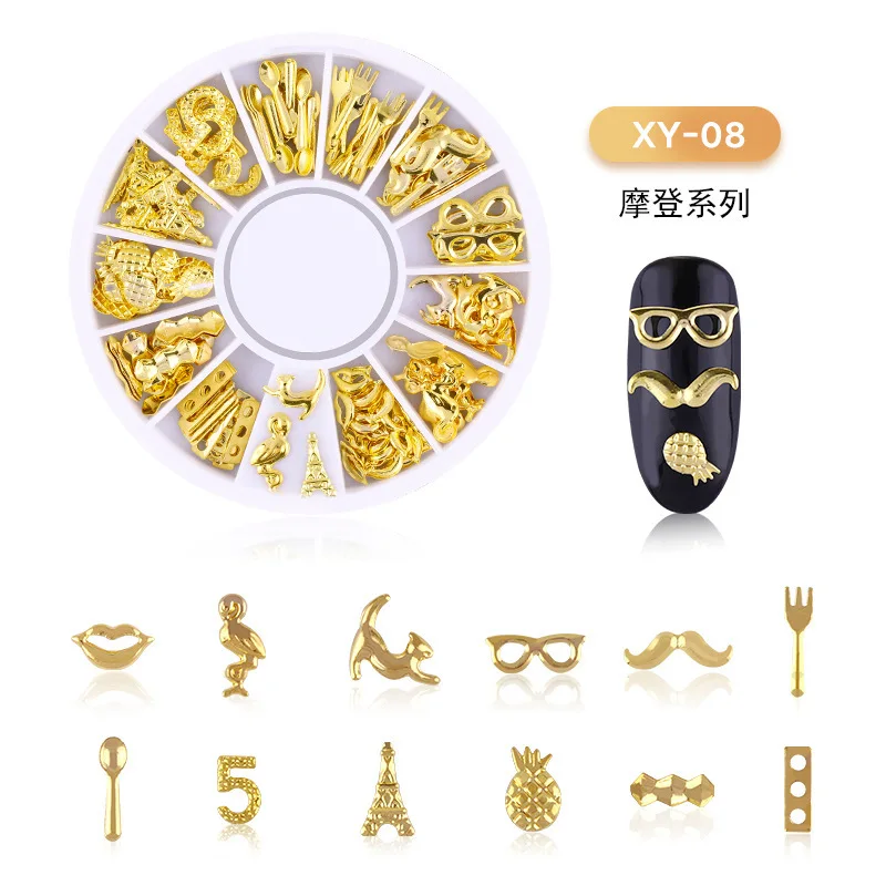 

Wholesale 19 styles 3D glitter alloy newest shiny stars moonnai art decoration