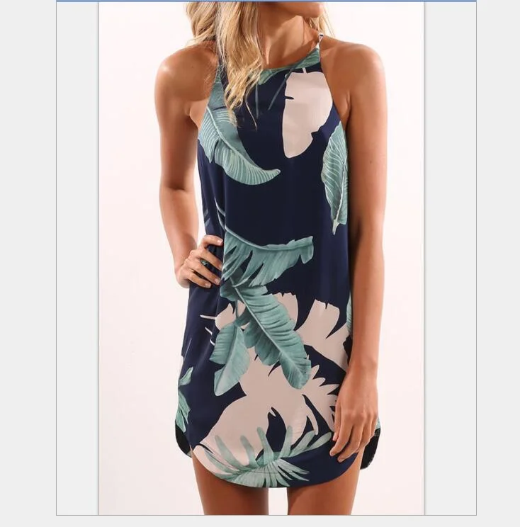 

Women Summer Floral Halterneck Beach Party Short mini dress, N/a