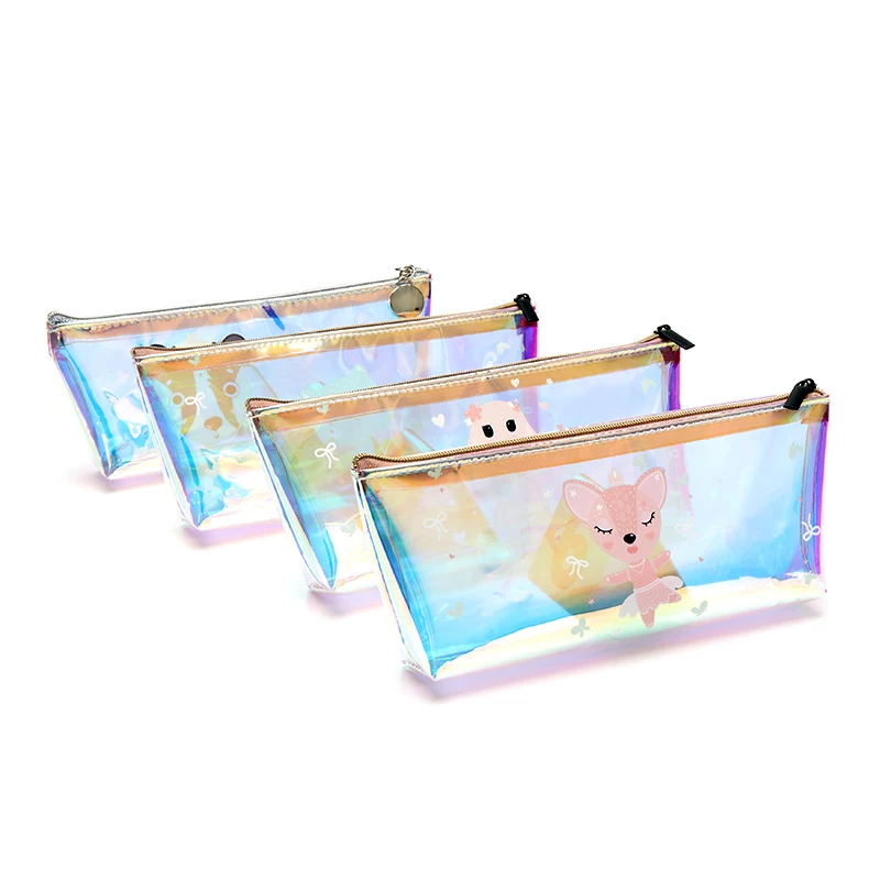 
Hot Shiny Laser Pencil Pouch Cosmetic Bag Pen Pencil Case Stationery Pouch Bag Case Pink for Girls Women 