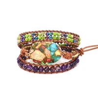 

The factory provides the colored imperial stone bracelet with natural stone, woven and handmade Bohemian bracelet