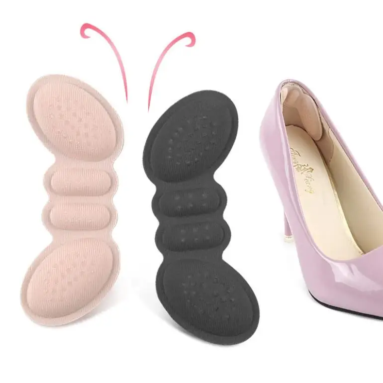 

New 1 Pairs Self Adhesive 3D Butterfly Shape PVC Antiskid Dot Sponge Foam Massage Foam Back Heel liner for High Heel Shoes, Black/beige/blue/purple