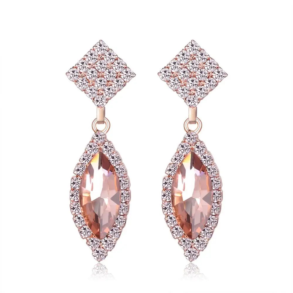 

New Jewelry Crystal Drop Earrings For Bride Trendy Elegant Women Wedding Rhinestone Creative Geometry Earring