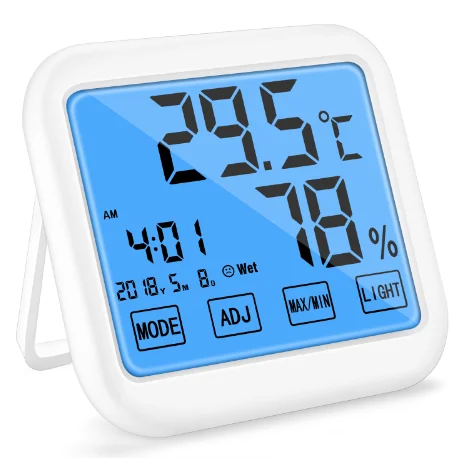 

Temperature Clock Humidity meter Wall Magnet Mounted Screen Touch backlight digital indoor thermometer hygrometer temperature