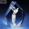 Faceted Block 3D Men Golf Crystal For Home Modern Office Desk