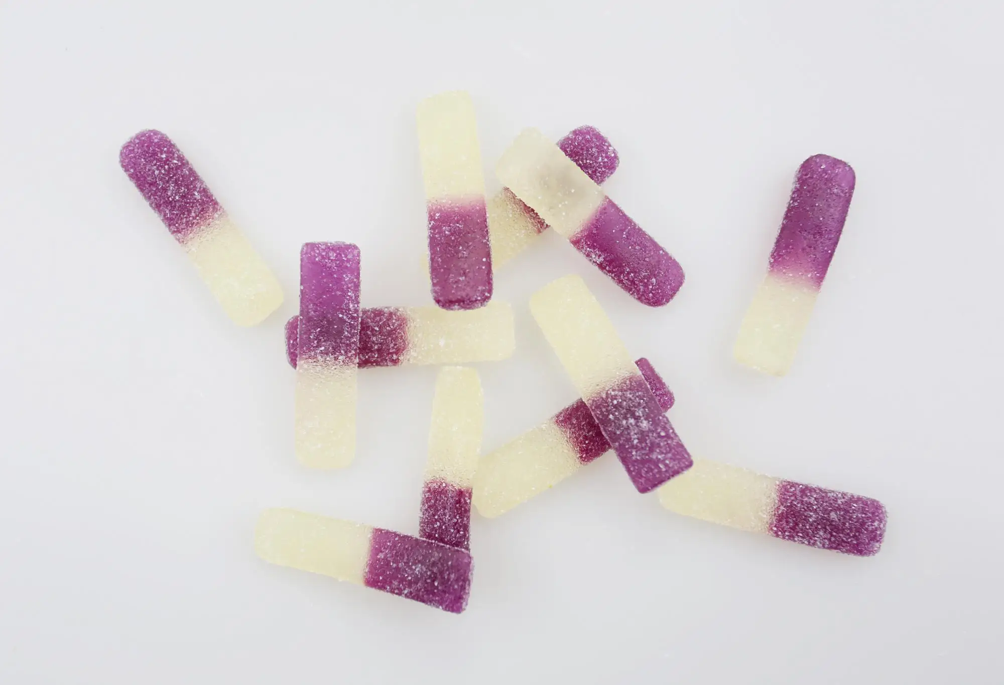 条纹形状双色糖涂层果胶软糖土耳其果冻芒果糖果