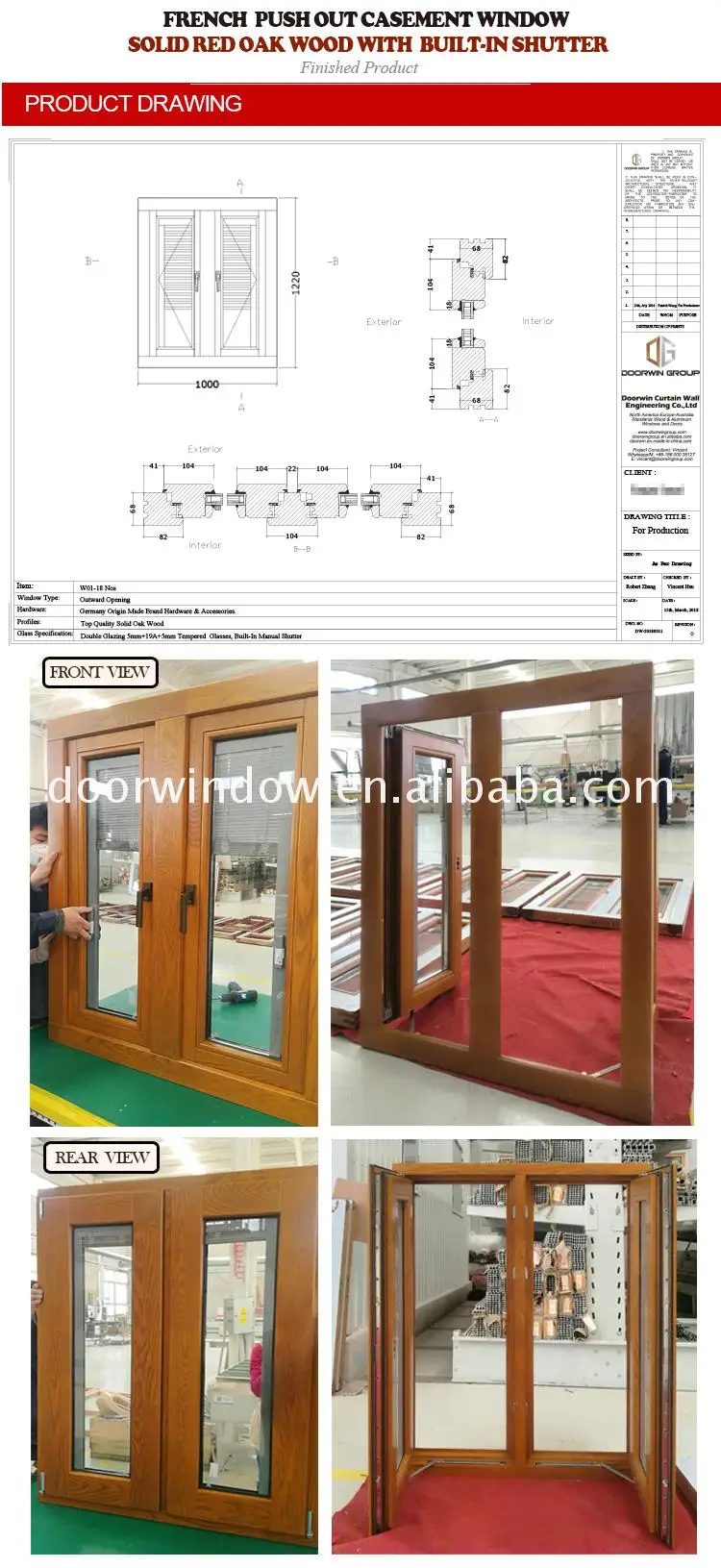 Double glazed aluminium wood composite door and windows frame decorative aluminum cladding doors