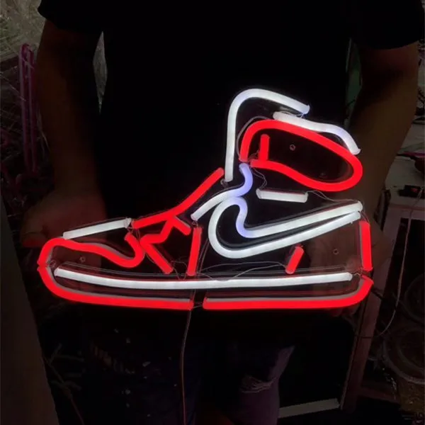 Electronic 12v factory waterproof custom shoes acrylic flash advertising led flex neon light sign
