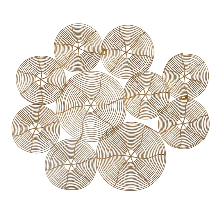 Mayco Modern Livingroom House Indoor Hotel Wrought Iron Wire Flower Decorative 3D Metal Circle Wall Art