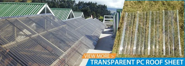 Light weight 1mm 2mm plastic transparent roofing polycarbonate / PC corrugated sheet