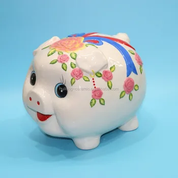 Whole White Ceramic Hand Painted Antique Piggy Bank Whole White Ceramic Hand Painted Antique Piggy Bank