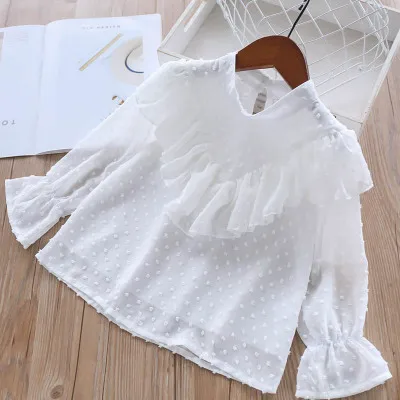 

Hu Sunshine Wholesale 2019 Girls Shirt Spring Lotus Leaf Collar Point Chiffon Shirt, N/a