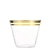 0.7mm Thicker Customized wedding durable 9 oz cocktail cups party clear beer disposable gold double rim plastic glass