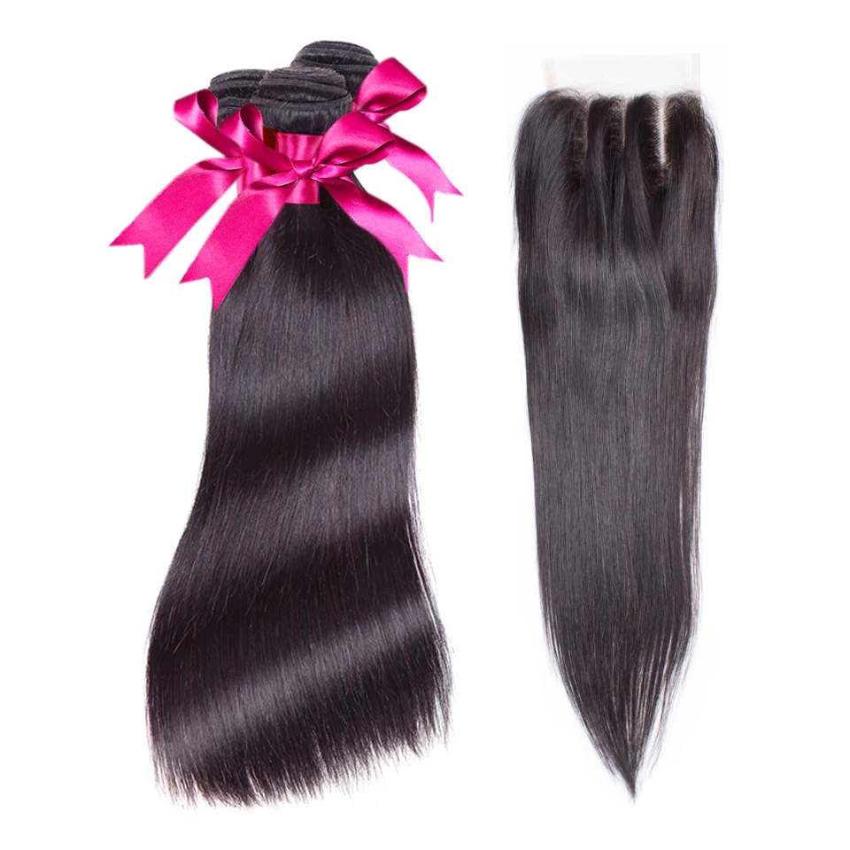 

peruvian lace closure 3 part match hair wefts bundles straight human hair