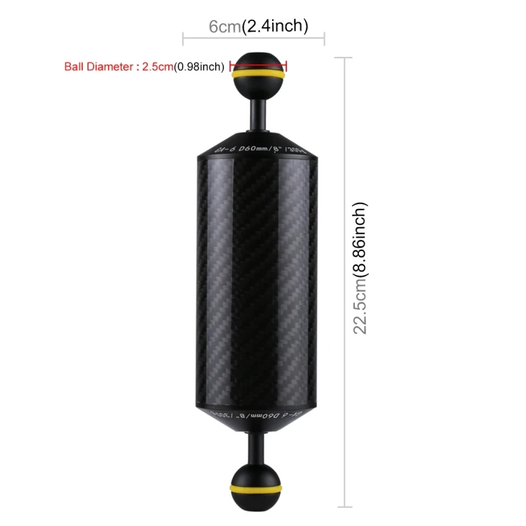 

Dropshipping PULUZ 8.86 inch 22.5cm Length Carbon Fiber 60mm Diameter Floating Arm with Dual Balls Diameter 25mm Buoyancy 300g