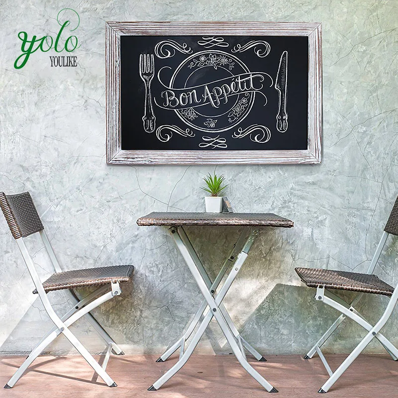 Rustic Whitewashed Magnetic Wall Chalkboard For Kitchen Decor