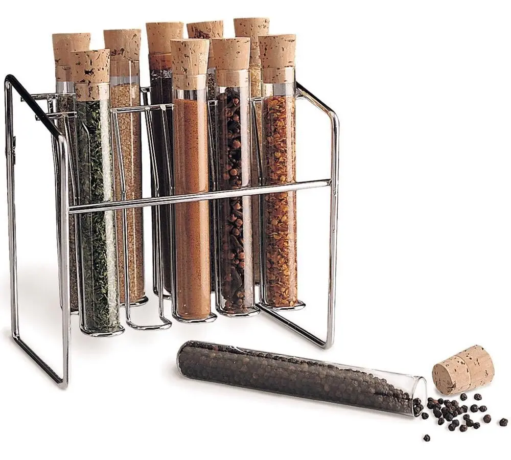 

wholesale and customized glass spice tubes bottle with cork lid in flat or round bottom, Clear