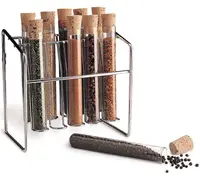 

wholesale and customized glass spice tubes bottle with cork lid in flat or round bottom