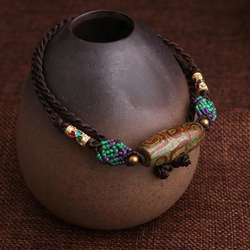 

Handmade braided Cloisonne tube fashion vintage necklace choker necklace Diz beads pendants ethnic jewelry