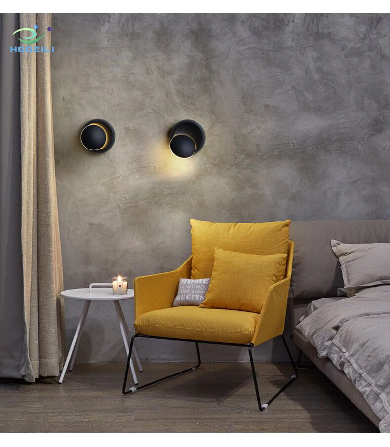 2019 new round 6W bedroom led wall lamp 360 degree rotation adjustable 3000K creative LED Wall lamp