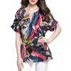 YSMARKET Fashion Print Women Summer Cotton Linen Shirts Tops V-Neck Loose Bohemian Style Ladies Blouses Plus Size L-4XL EHY5801