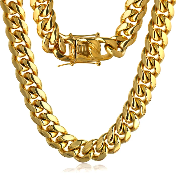 

Wholesalers Steel 18k Gold Plated Cuban Link Chains