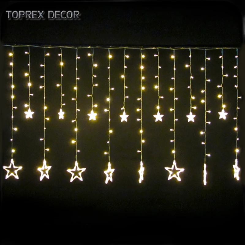 110V 220V five star shaped curtain icicle led christmas star string lights