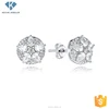 Fashion round shaped flower cubic zirconia korean stud earrings for girls