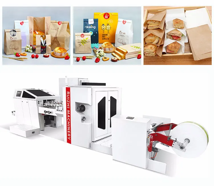 
RZJD G250J Flat Bottom Food Kraft Paper Carry Bag Making Machinery Price 