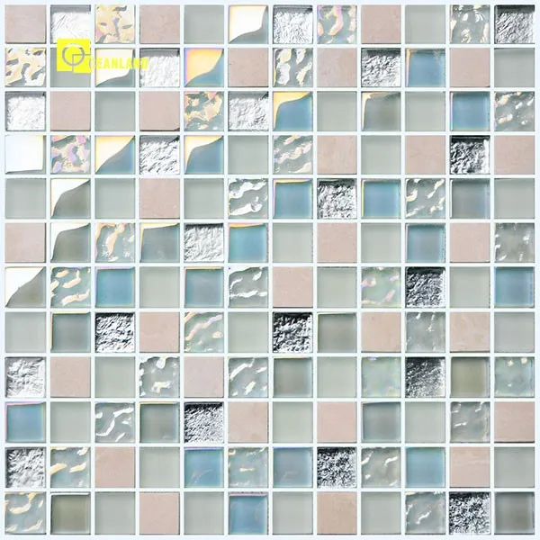 blue and white glass mosaic tile made in china