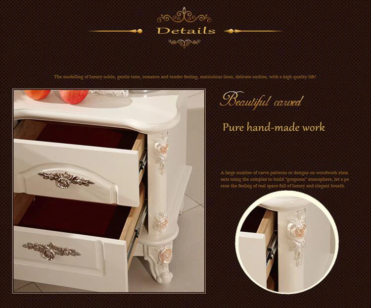 high quality bed Fashion European French Carved bed nightstands pfy10038