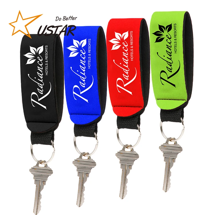 Fashion Custom Logo Neoprene Floating Key Chain Holder Cheap Key Ring Holder/ No Minimum