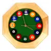 OEM Home Decoration 12 inch Octagonal Wood Billiards Pool Room Quartz Wall Clock