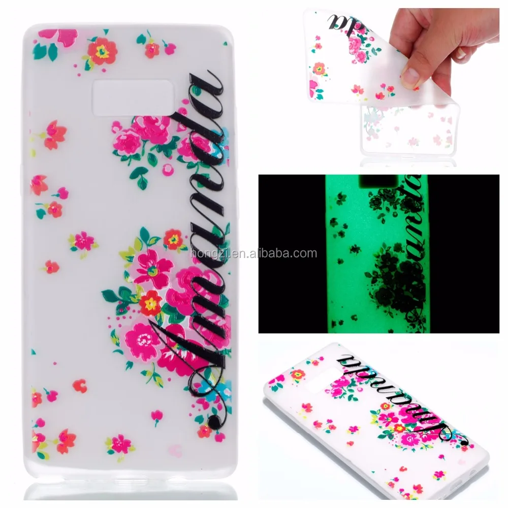 

luminous Soft tpu rubber Mobile Phone Cases Cover For Samsung Galaxy note 8 Cell Phone Shell Case