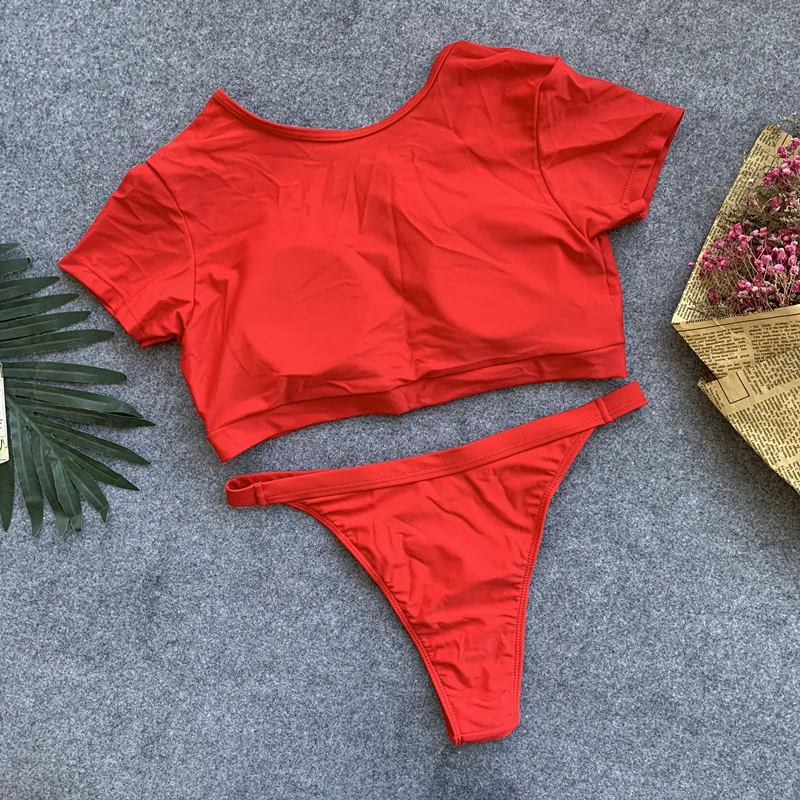 2019 Sexy Pure Color Zipper Bikini Swimwear - Buy Hot Xxx Bikini,Pink ...