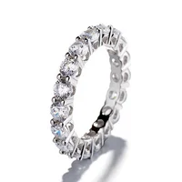 

925 Silver Wedding Ring Band Jewelry,Round Cut Diamond Ring,Unique Eternity Ring for Girl