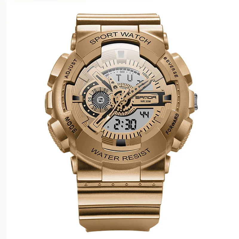 

WJ-7541 SANDA Hot Sale Dual Display Sport Wrist Watches Fashion Design Durable Men Watch, Multicolor
