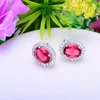 2018 Fashion ladies earring jewelry Oval Shape Ruby stone Stud Earrings