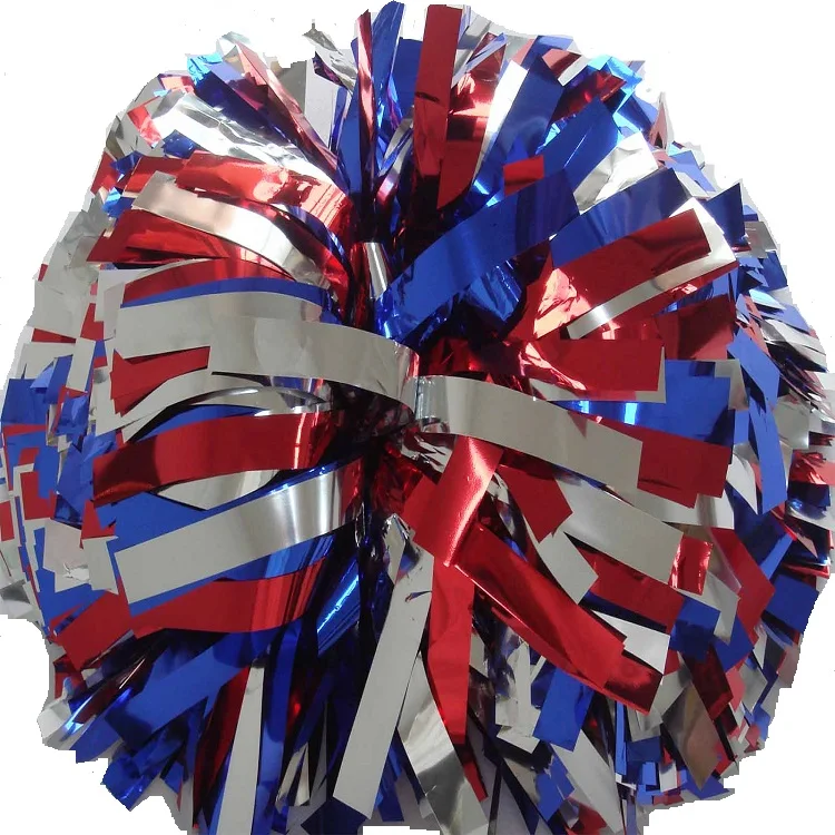 

6 inch three color mixed cheerlrading metallic pom poms ball, Mixed 3 color