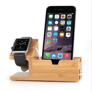 Bamboo Wood Charging Docking Station Apple Watch & iPhone
